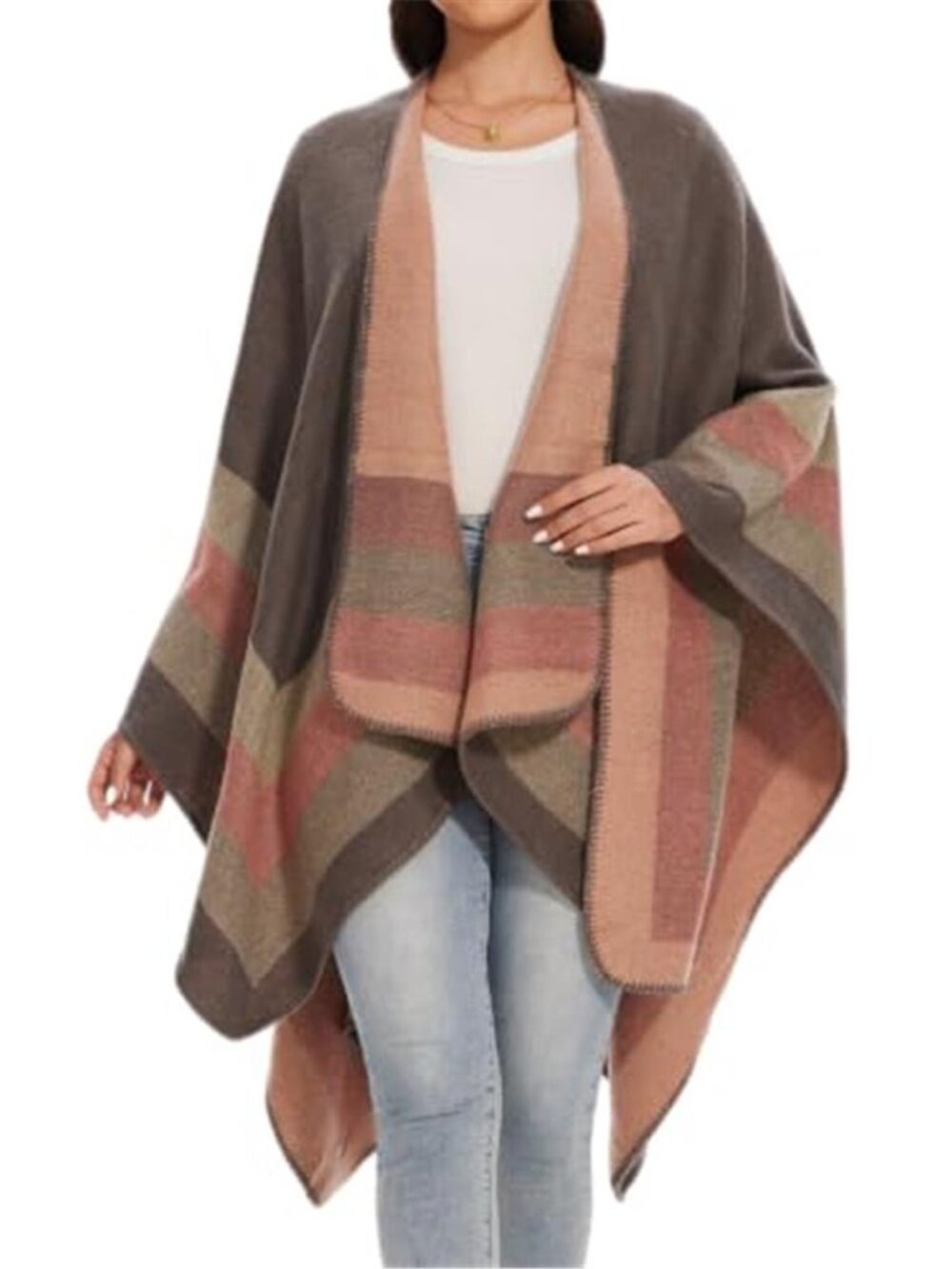 Shawl Wraps for Women, Elegant Knitted Cape Open Front Poncho Scarf Blanket